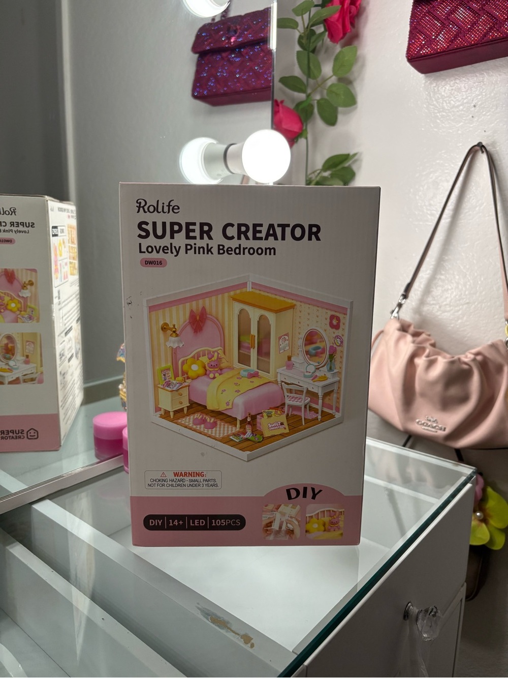 Rolife Super Creator Lovely Pink Bedroom DIY Miniature Set